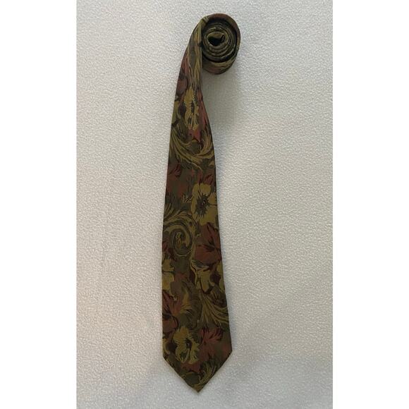 Bachrach Men’s 100% Floral Silk Necktie 3.5”Wx60”L ~ NEW $59 ~ Italian Made - Picture 1 of 4